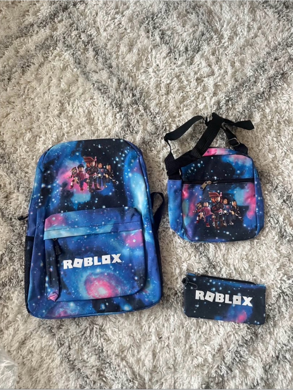 Roblox kids boys girls backpack pencil bag  crossbody bag 3 pcs set